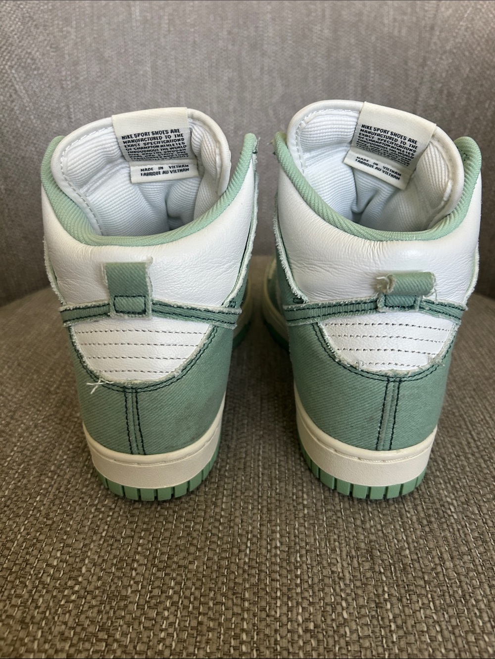 Nike Dunk High 1985 Enamel Green Denim Sneakers - Picture 4 of 7
